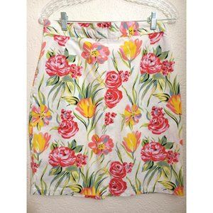 BEMSEY Floral 100% Pamuk Cotton A-Line Skirt Sz 12 European above knee